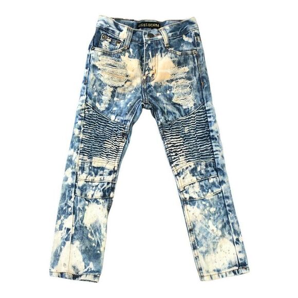 GS-115 Boy’s Size 4 Vintage Style Jeans Bleached Paint Splatters Moto Distressed - Picture 1 of 12